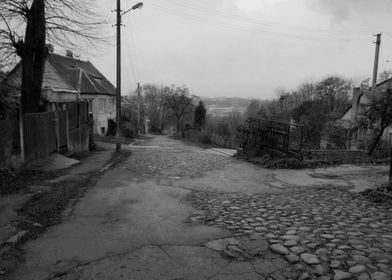 A stone paved road