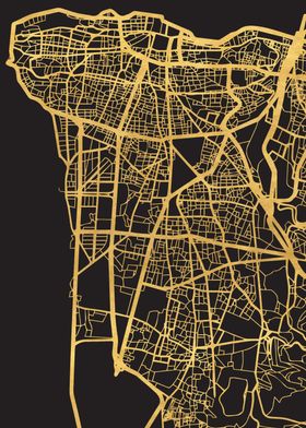 Beirut Map Lebanon Gold