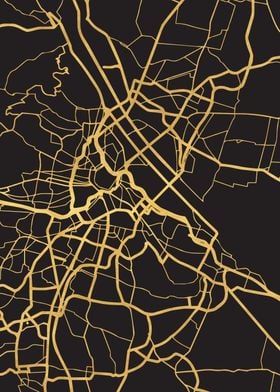 Vienna Map Austria Gold