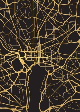 Washington DC Map Gold