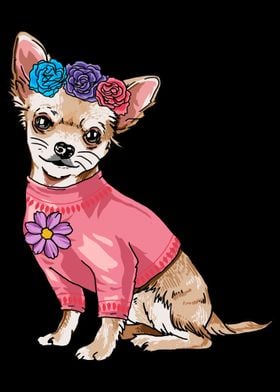 Chihuahua Dog Floral