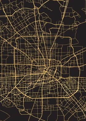 Houston Map Texas Gold