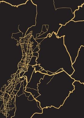 Quito Map Ecuador Gold