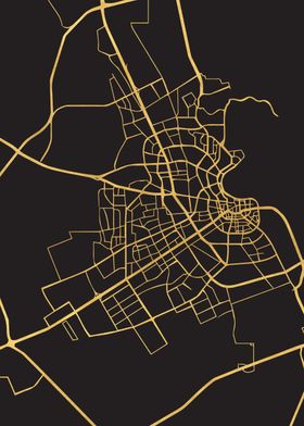 Doha Map Qatar Gold