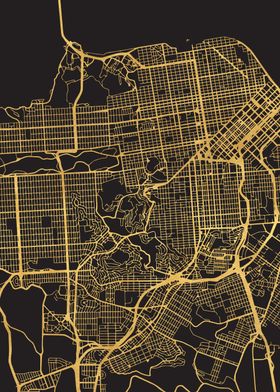 San Francisco Map Gold