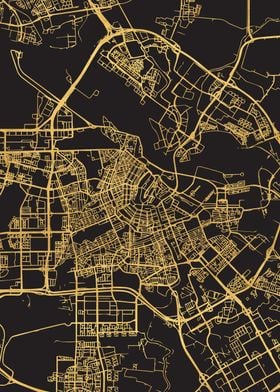 Amsterdam Map Holland Gold