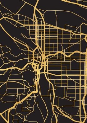 Portland Map Oregon Gold