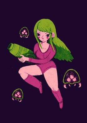 green and pink