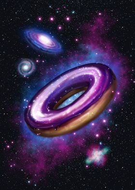 Donut floating in space