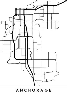 Anchorage Map Alaska Black