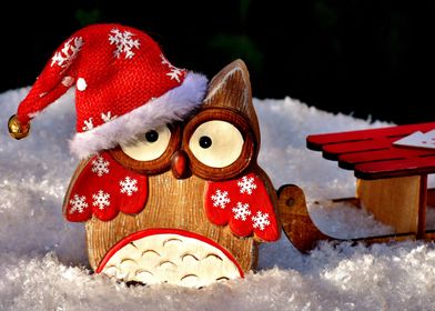 Christmas Owl With Hat