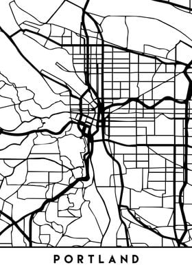 Portland Map Oregon Black