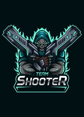 Skull Shooter Mascot Logo