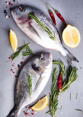 Fresh fishes with lemon