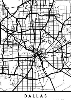 Dallas Map Texas Black