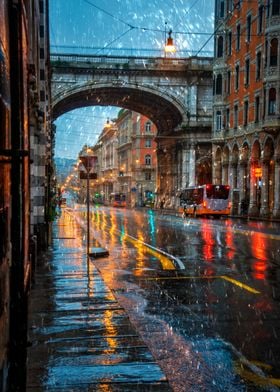 Genoa in the rain