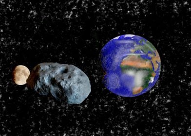 moon asteroid and earth