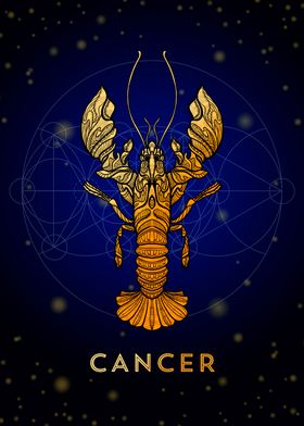 Cancer Zodiac golden