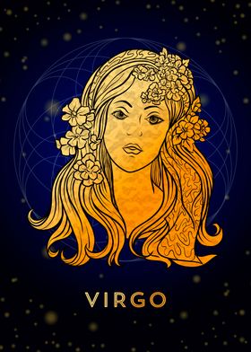 Virgo Zodiac golden