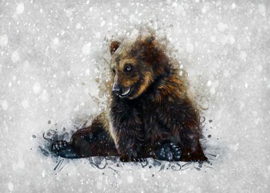 Brown Bear In The Snow