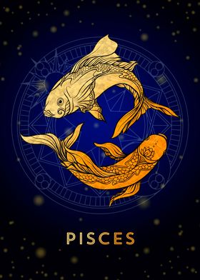 Pisces Zodiac golden