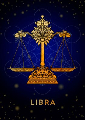 Libra Zodiac golden