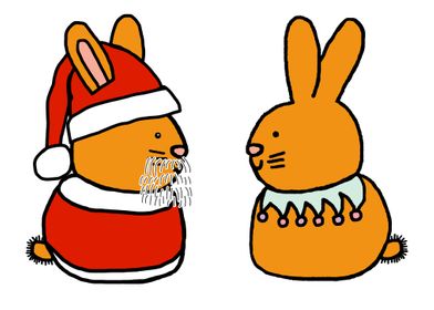 Santa and Gold Rabbits