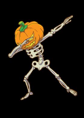 Dabbing Skeleton Pumpkin