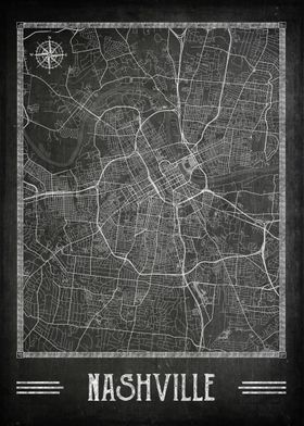 Nashville chalkboard map