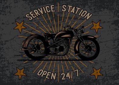 Service Station Moto Retro