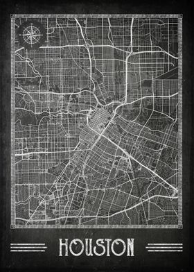 Houston chalkboard map
