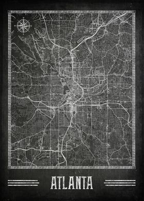 Atlanta chalkboard map