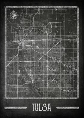 Tulsa chalkboard map