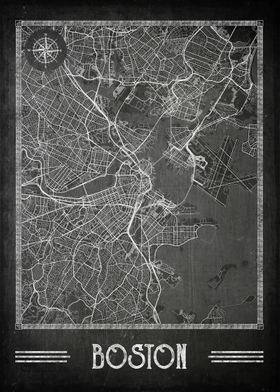 Boston chalkboard map