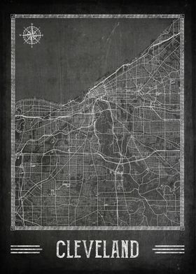 Cleveland chalkboard map