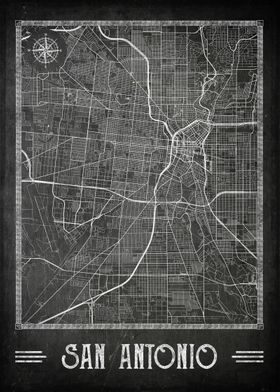 San Antonio chalkboard map
