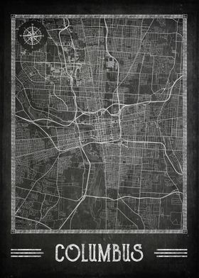 Columbus chalkboard map