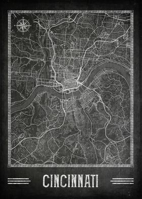 Cincinnati chalkboard map