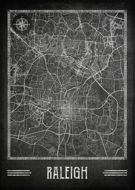 Raleigh chalkboard map