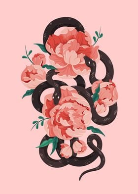 Snakes with flowers