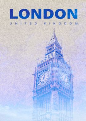 Blue London vintage poster
