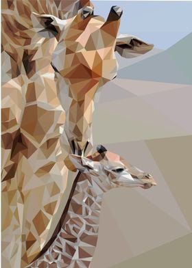 Low Poly Family Giraffe