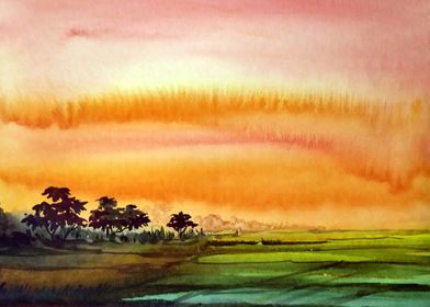 Sunset Rural Landscape