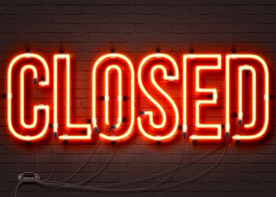 Closed neon sign