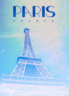 Blue Paris vintage poster