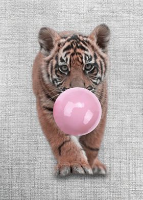 baby tiger pink gum poster