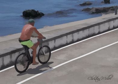 Riding bike on the beach