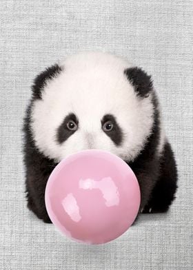 baby panda pink gum poster