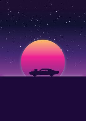 Rick and Morty minimal silhouette synthwave wallpaper 