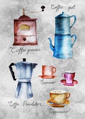 Watercolor Coffee Poster